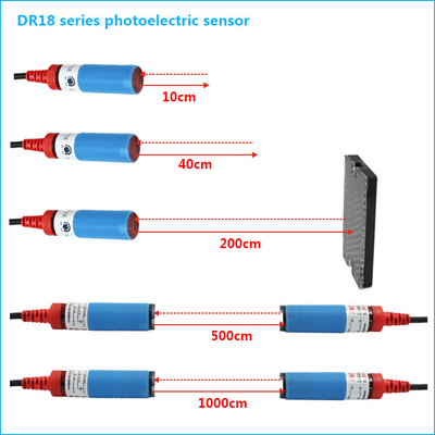 12DDC M18 ريترو عاكس أسطواني مجسات كهروضوئية التبديل 2M قابل للتعديل